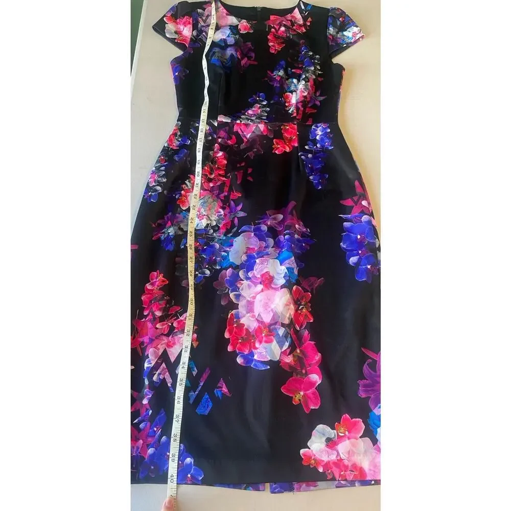Betsey Johnson Dress Womens 2 Multicolor Feminine Cap Sleeve Knee Length Party